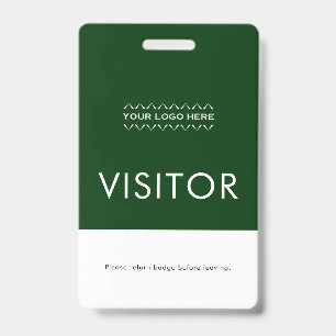 Custom Visitor Badge with Logo   Green ID Badge