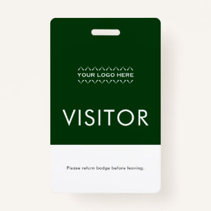 Custom Visitor Badge with Logo   Green ID Badge