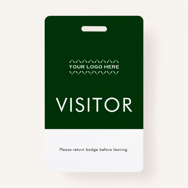 Custom Visitor Badge with Logo | Green ID Badge (Front)