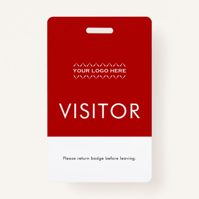 Custom Visitor Badge with Logo | Red ID Badge (Front)