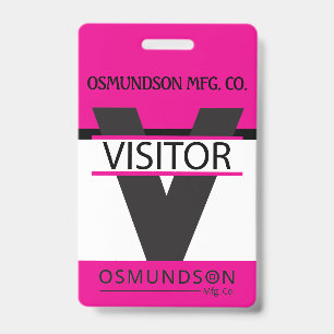 Custom - Visitor Badge with your Logo - Pink ID Badge