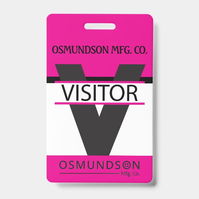 Custom - Visitor Badge with your Logo - Pink ID Badge (Front)