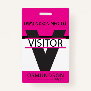 Custom - Visitor Badge with your Logo - Pink ID Badge