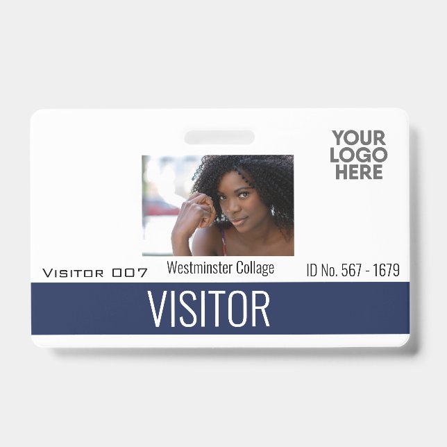 Custom Visitors Guest Logo Company Name Photo ID   Badge (Front)