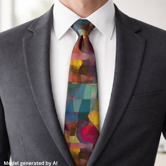 Custom Vivid Abstract Geometric Art Tie