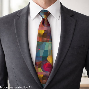 Custom Vivid Abstract Geometric Art Tie