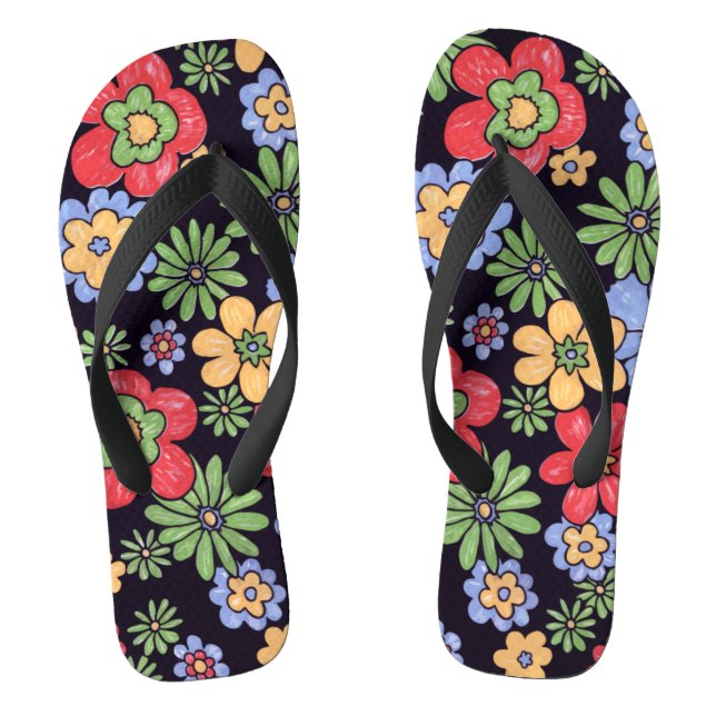 Custom Vivid Colourful Flowers Thongs (Footbed)