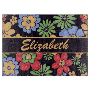Custom Vivid Colourful Flowers to Personalise Cutting Board
