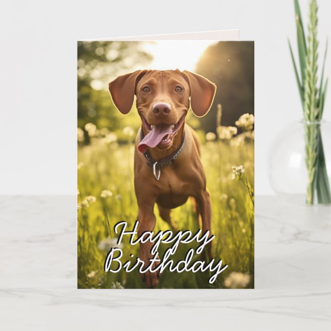 Custom Vizsla Birthday Card (Front)