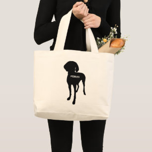 CUSTOM Vizsla Dog Silhouette Large Tote Bag