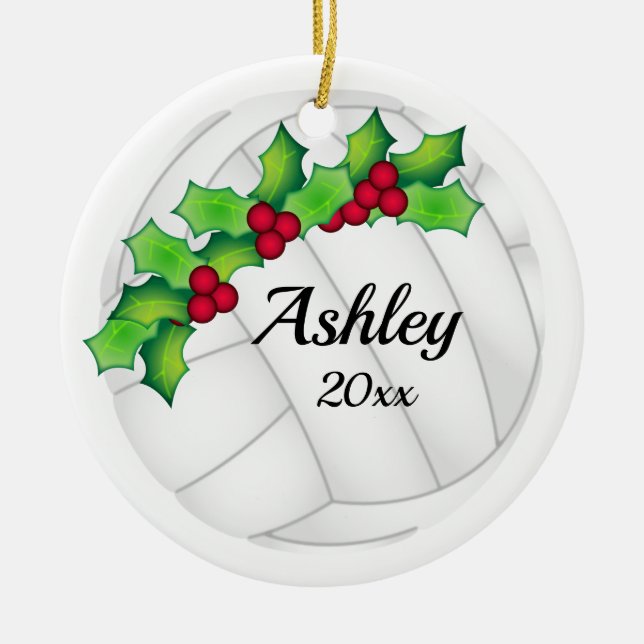 Custom Volleyball Christmas Ornament White (Front)
