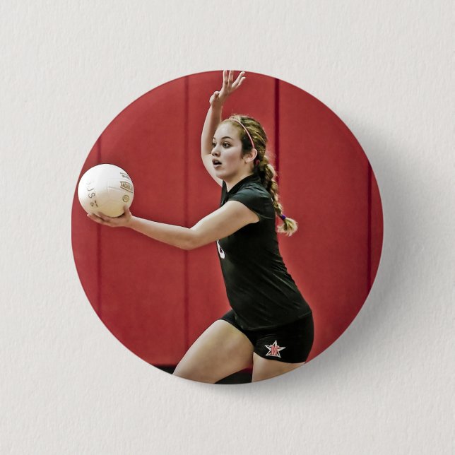Custom Volleyball Photo Sport 6 Cm Round Badge (Front)