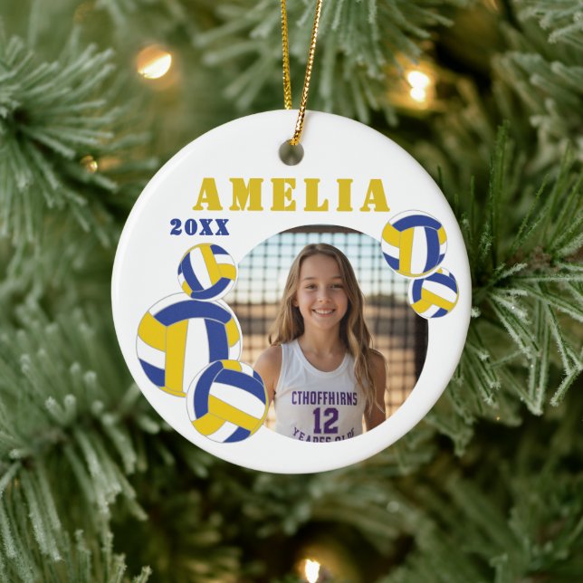 Custom Volleyball Player Photo Christmas Ornament (Tree)