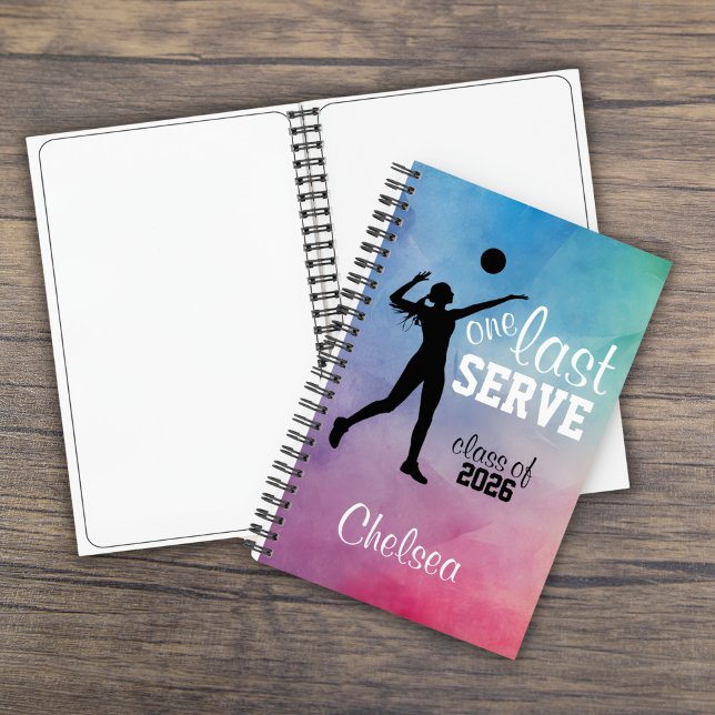 Custom Volleyball Rainbow Senior One Last Serve Notebook (Creator Uploaded)