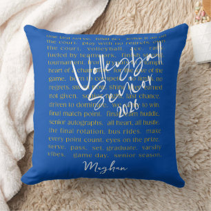 Custom Volleyball Senior Motivational Typography Cushion
