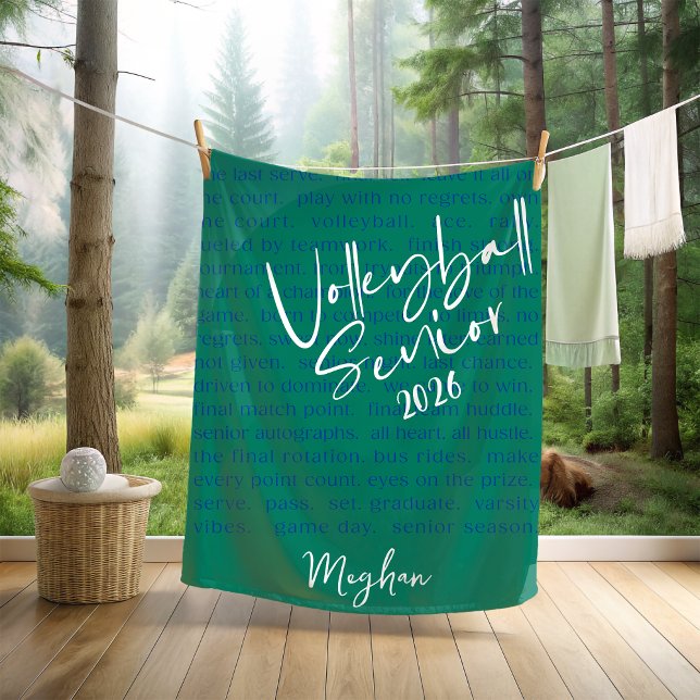 Custom Volleyball Senior Motivational Typography  Fleece Blanket (Creator Uploaded)