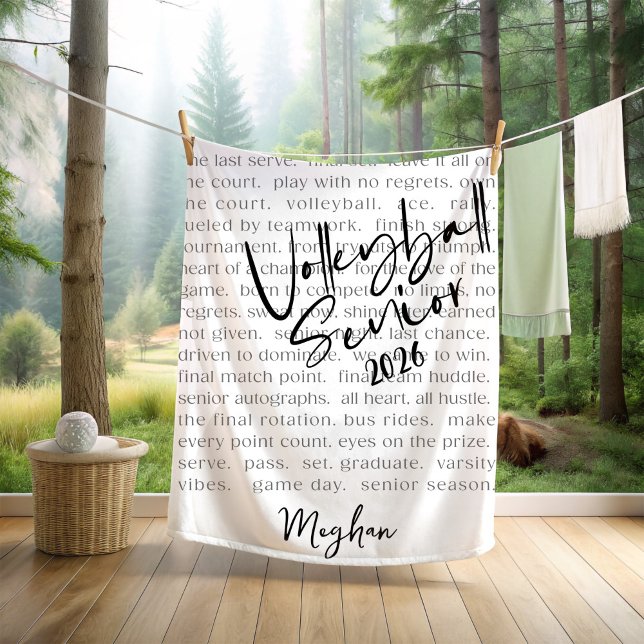Custom Volleyball Senior Motivational Typography  Fleece Blanket (Creator Uploaded)