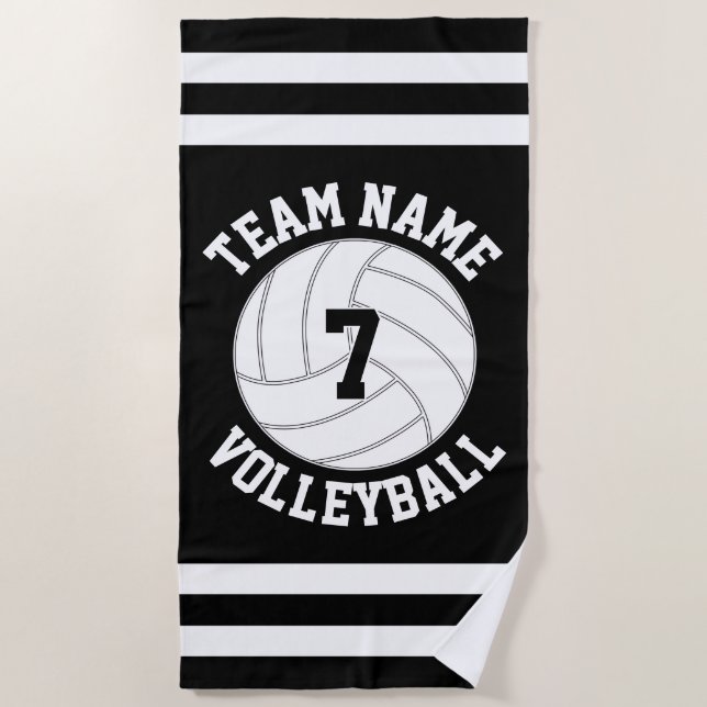 Custom Volleyball Team Name and Player Number Beach Towel (Front)