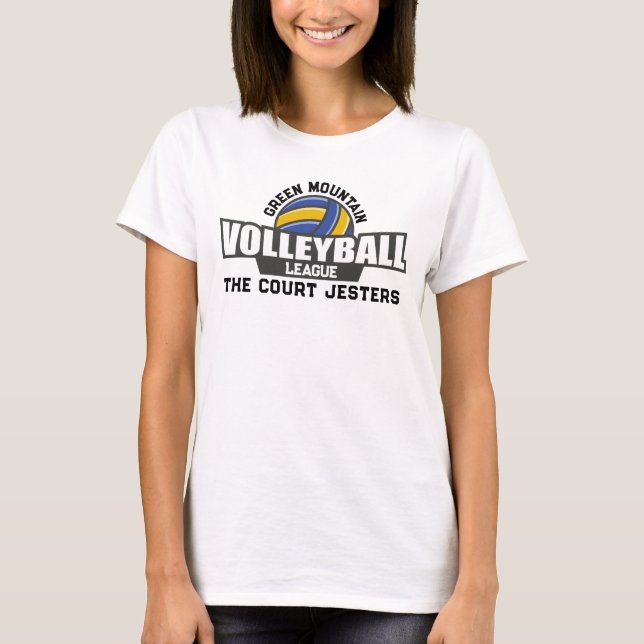 Custom Volleyball Team Name Number Club League T-Shirt (Front)