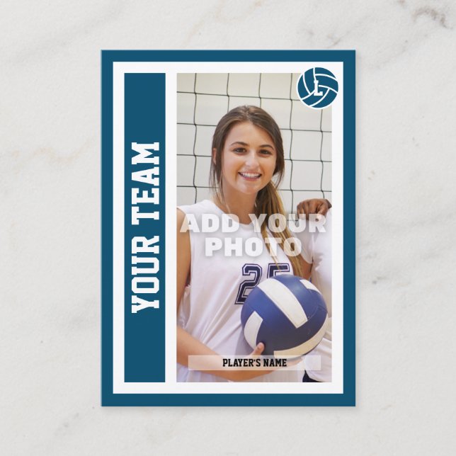 Custom Volleyball Trading Card (Ocean Blue) (Front)