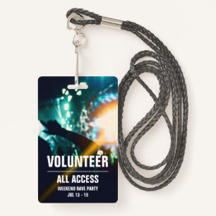Custom Volunteer All Access Concert Pass Badge ID Badge
