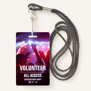 Custom Volunteer All Access Concert Pass Badge ID Badge