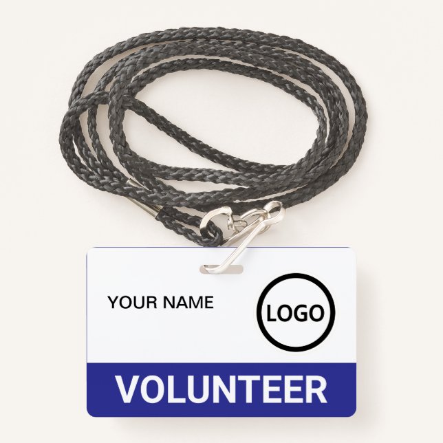 Custom Volunteer Badge Lanyard Event Team Logo ID Badge (Front with Lanyard)