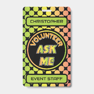 Custom Volunteer Event Staff Badge ID Badge