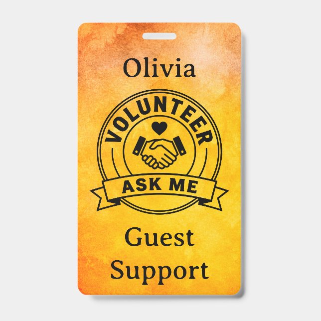 Custom Volunteer Event Staff ID Badge (Front)