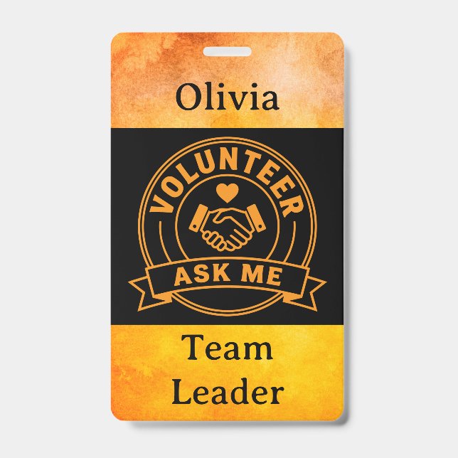 Custom Volunteer Event Staff Name ID Badge (Front)