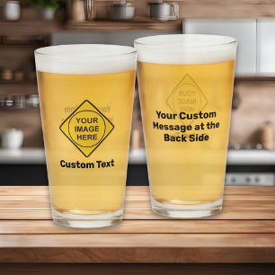 Custom Warning Diamond Sign Glass