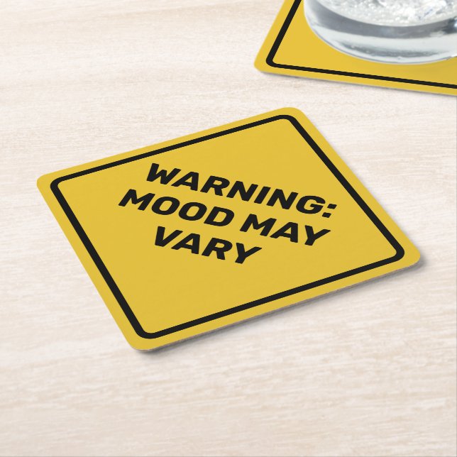 Custom Warning Diamond Sign Square Paper Coaster (Angled)
