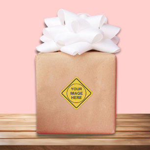 Custom Warning Diamond Sign Square Sticker