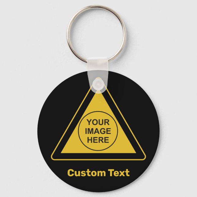Custom Warning Triangle Sign Key Ring (Front)