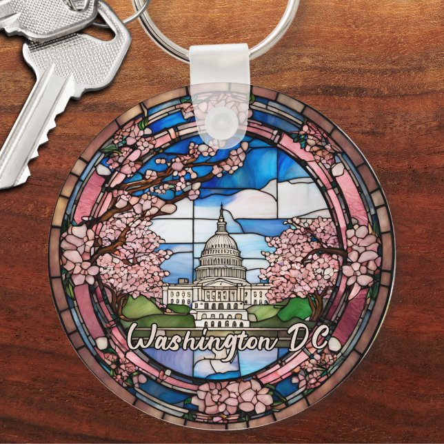 Custom Washington DC Dated Cherry Blossom  Key Ring (Creator Uploaded)
