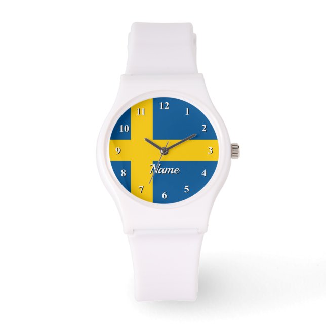 Custom watch with Swedish flag of Sweden (Front)