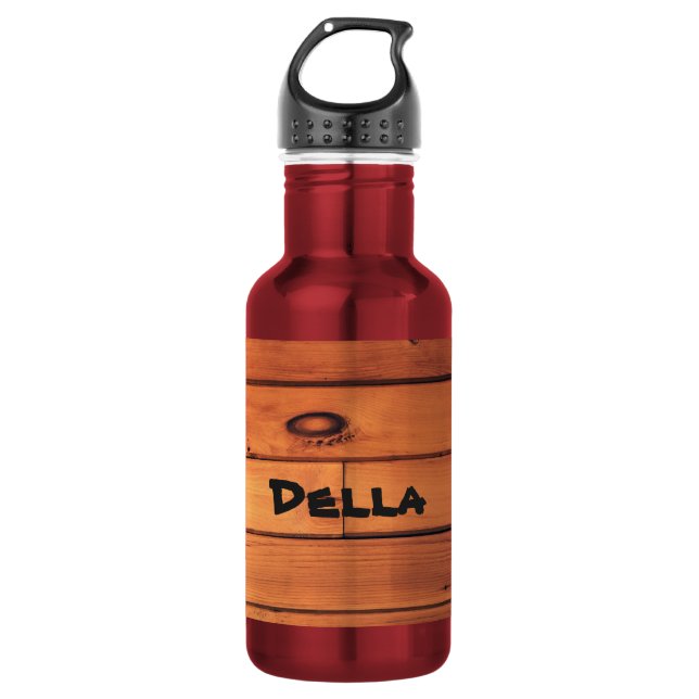 Custom Water Bottle (18 oz) Red with Brown (Front)