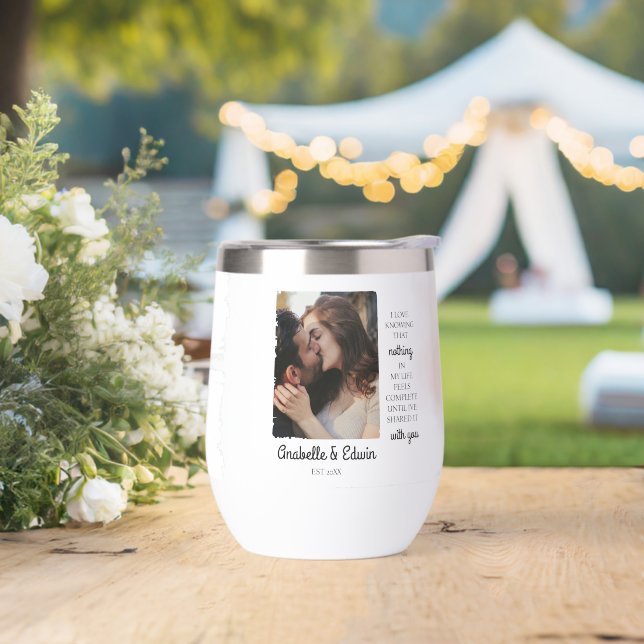 Custom Water Bottle Style: Stemless Wine Tumbler, (Wedding)