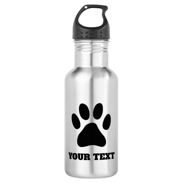 Custom water bottle with dog paw animal footprint (Front)