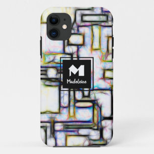 Custom Watercolor Abstract Geometric Monogram  iPhone 11 Case