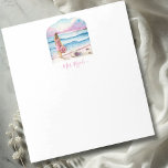 Custom Watercolor Beach Note Pads<br><div class="desc">This custom notepad features my unique hand painted watercolor "By The Shoreline" art with a woman standing on the beach with a hat in shades of pink and blue. Use the template filed to personalise with your name or monogram. A charming choice for gift ideas for her and teacher appreciation...</div>