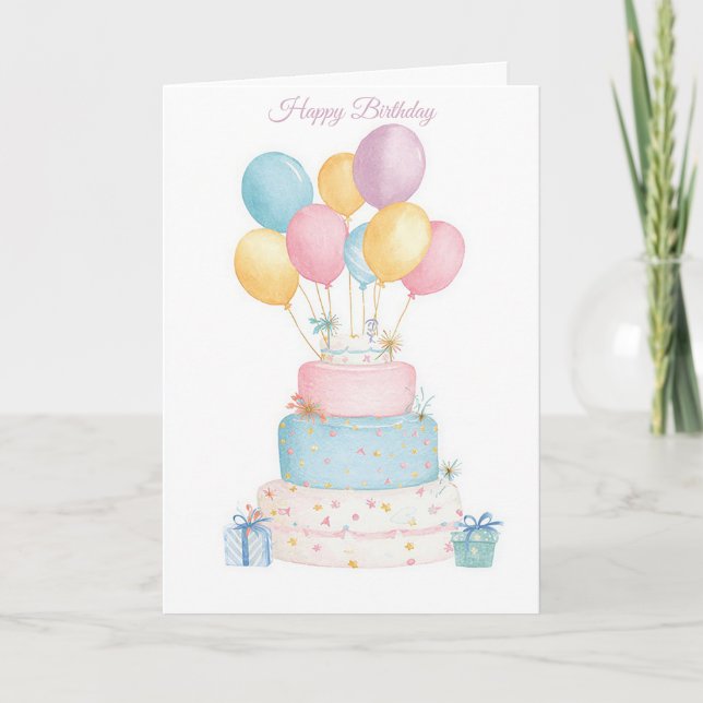 Custom Watercolor Birthday Card (Front)