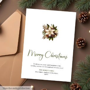 Custom Watercolor Botanical Christmas Greeting  Holiday Card
