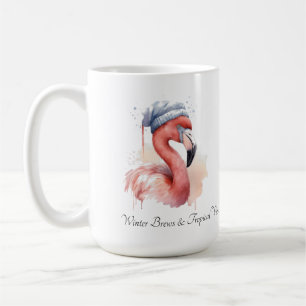 Custom Watercolor Christmas Flamingo Santa Hat Coffee Mug