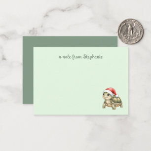 Custom Watercolor Christmas Tortoise Santa Hat Card