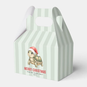 Custom Watercolor Christmas Tortoise Santa Hat Favour Box