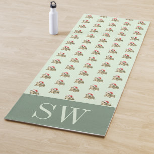 Custom Watercolor Christmas Tortoise Santa Hat Yoga Mat