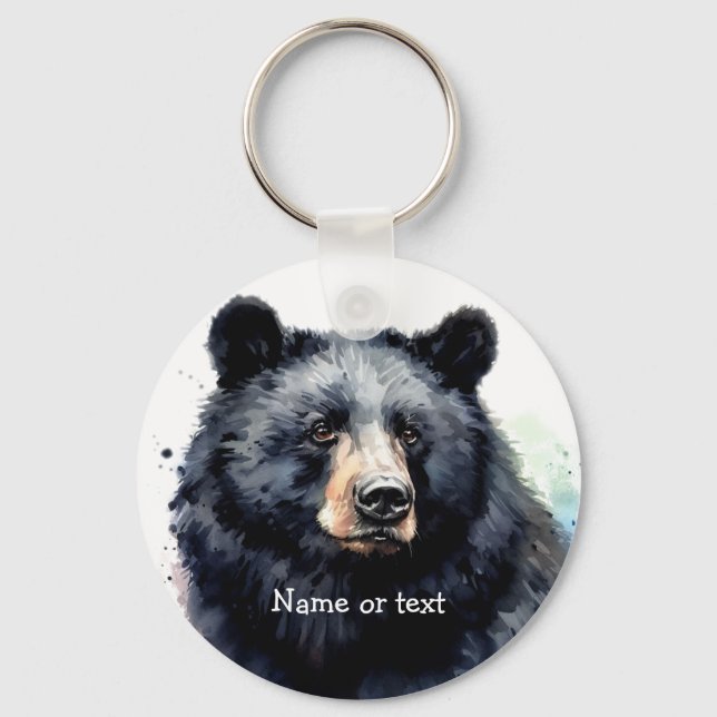 Custom Watercolor Cute Bears Key Ring (Front)