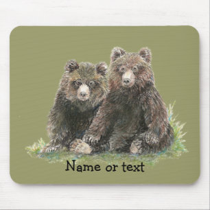 Custom Watercolor Cute Bears Mouse Pad