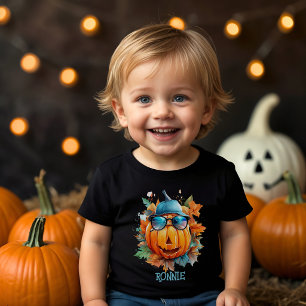 Custom Watercolor Cute Pumpkin Orange Halloween Toddler T-Shirt